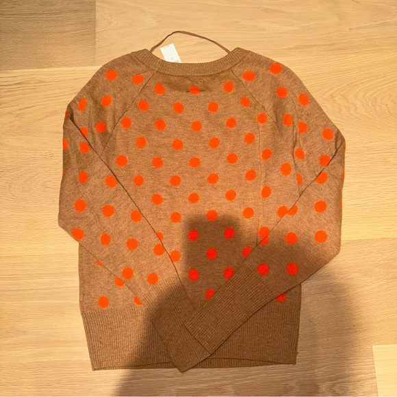 GAP Dotty Boatneck Sweater Oatmeal Beige & Orange Dot Small Tall - Picture 2 of 4